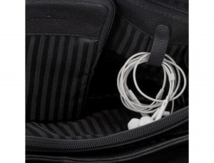 maletín de cuero con solapa negro cables