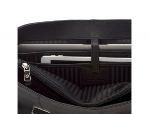 leather briefbag with flap in black laptop