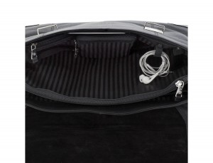 maletín de cuero con solapa negro interior