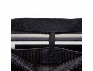 maletín de cuero con solapa azul portátil