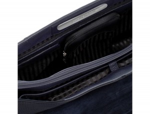 maletín de cuero con solapa azul personalizado