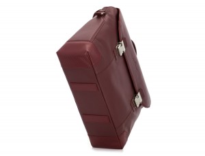 leather briefbag with flap in burgundy base