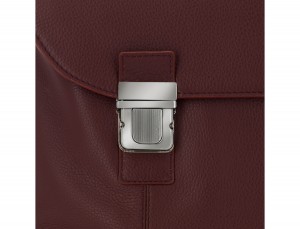 leather briefbag with flap in burgundy clasp