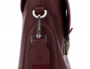 leather briefbag with flap in burgundy detail