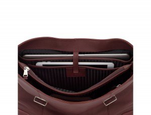 leather briefbag with flap in burgundy laptop