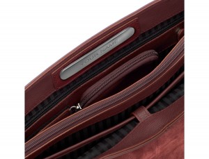 leather briefbag with flap in burgundy personalized