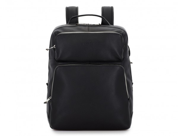 leather backpack in black front