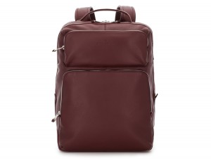 leather backpack in burgundy front