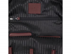 leather backpack in burgundy inside