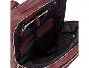 leather backpack in burgundy pockets