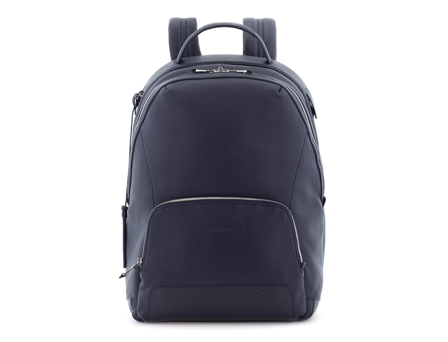 leather backpack blue front