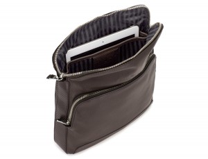 Leather cross body bag brown tablet