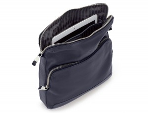 Bolso bandolera de piel azul tablet