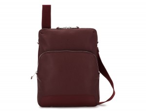 Leather cross body bag burgundy front