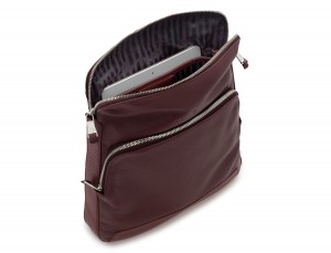 Bolso bandolera de piel burdeos tablet