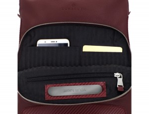 Leather cross body bag burgundy inside