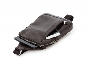leather mono slim bag in brown side