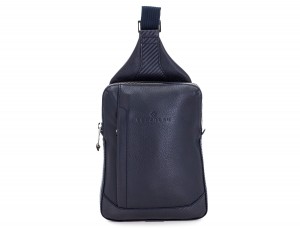 leather mono slim bag in blue front