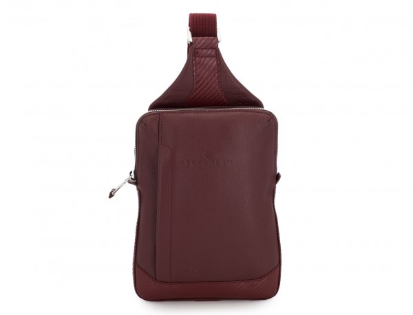 leather mono slim bag in burgundy front