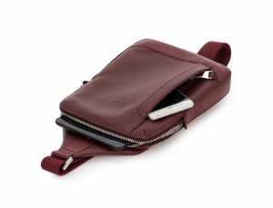 leather mono slim bag in burgundy side