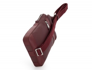 leather mono slim bag in burgundy back