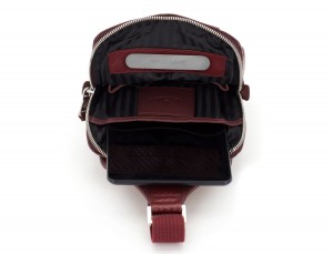 leather mono slim bag in burgundy personalized