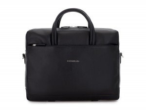 large leather briefbag in black front