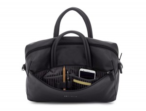 large leather briefbag in black open