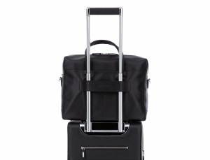 Cartella business grande in pelle nera trolley