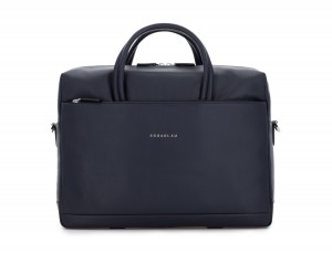 large leather briefbag in blue front