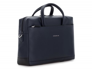 large leather briefbag in blue side