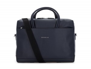 large leather briefbag in blue strap