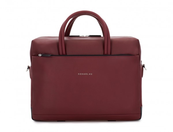 large leather briefbag in burgundy front