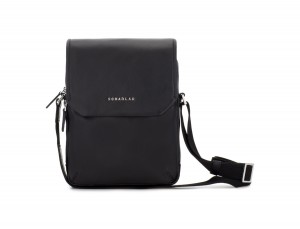 Leather crossbody bag with flap in black front