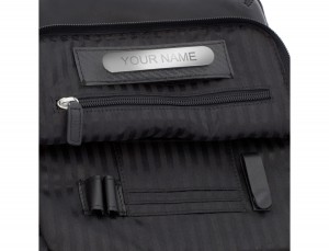 Leather crossbody bag with flap in black personalized