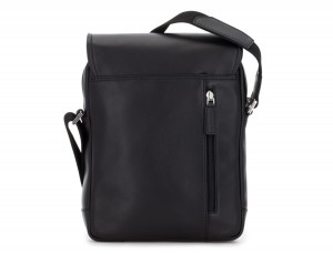 Leather crossbody bag with flap in black back