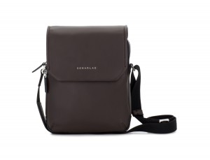 Leather crossbody bag with flap in brown front