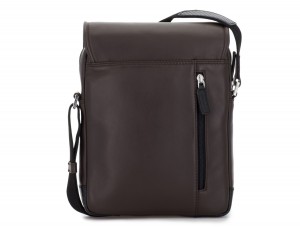 Leather crossbody bag with flap in brown back