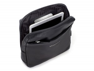 bolso bandolera de piel negra tablet