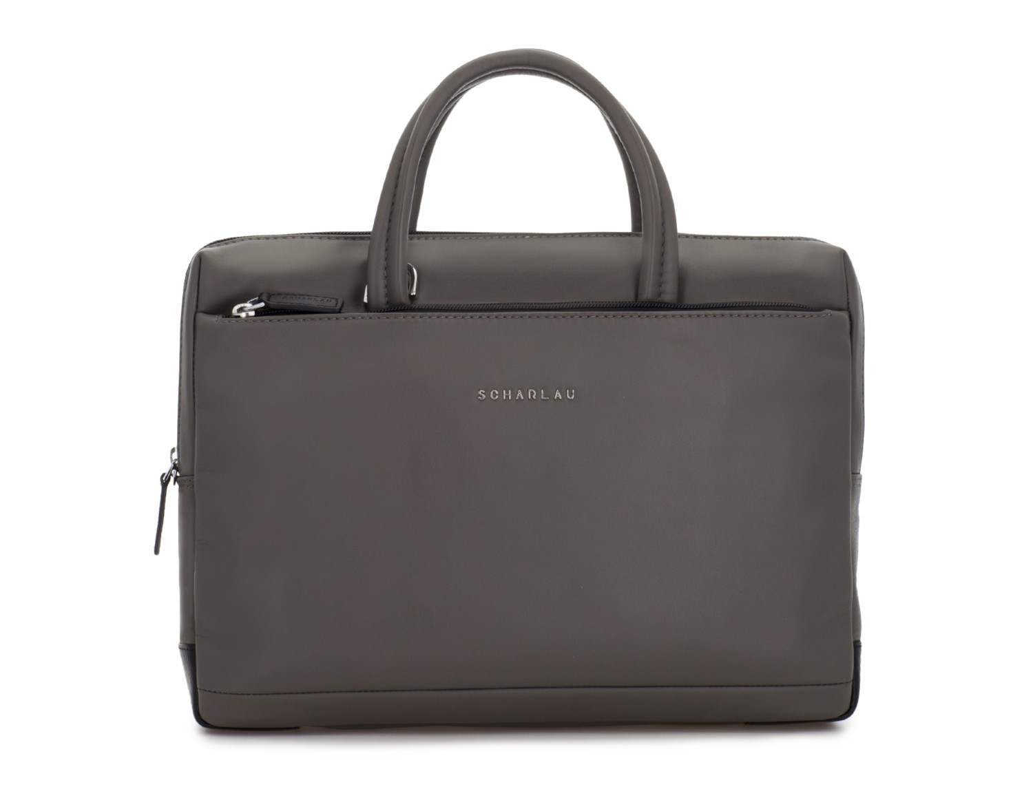 leather small business bag gray front