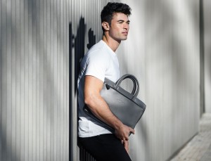 leather small business bag gray model