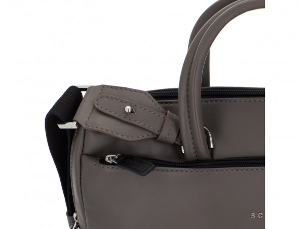 leather small business bag gray handle