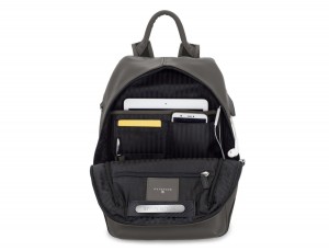 small leather backpack gray inside