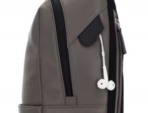 small leather backpack gray detail