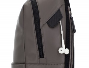 Piccolo zaino in pelle marrone gray detail