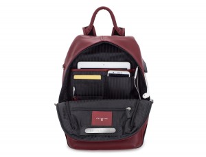 small leather backpack burgundy tablet