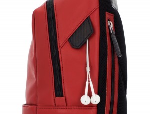 small leather backpack red zipper