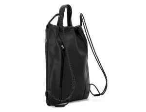 leather flat backpack in black back