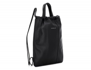 leather flat backpack in black side