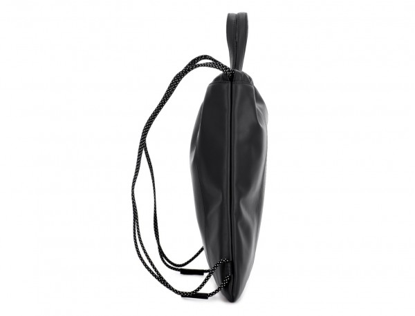 leather flat backpack in black handle